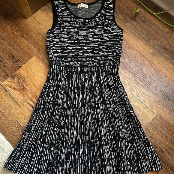 Pink Rose Black and White Striped Top - Picture 1 of 5